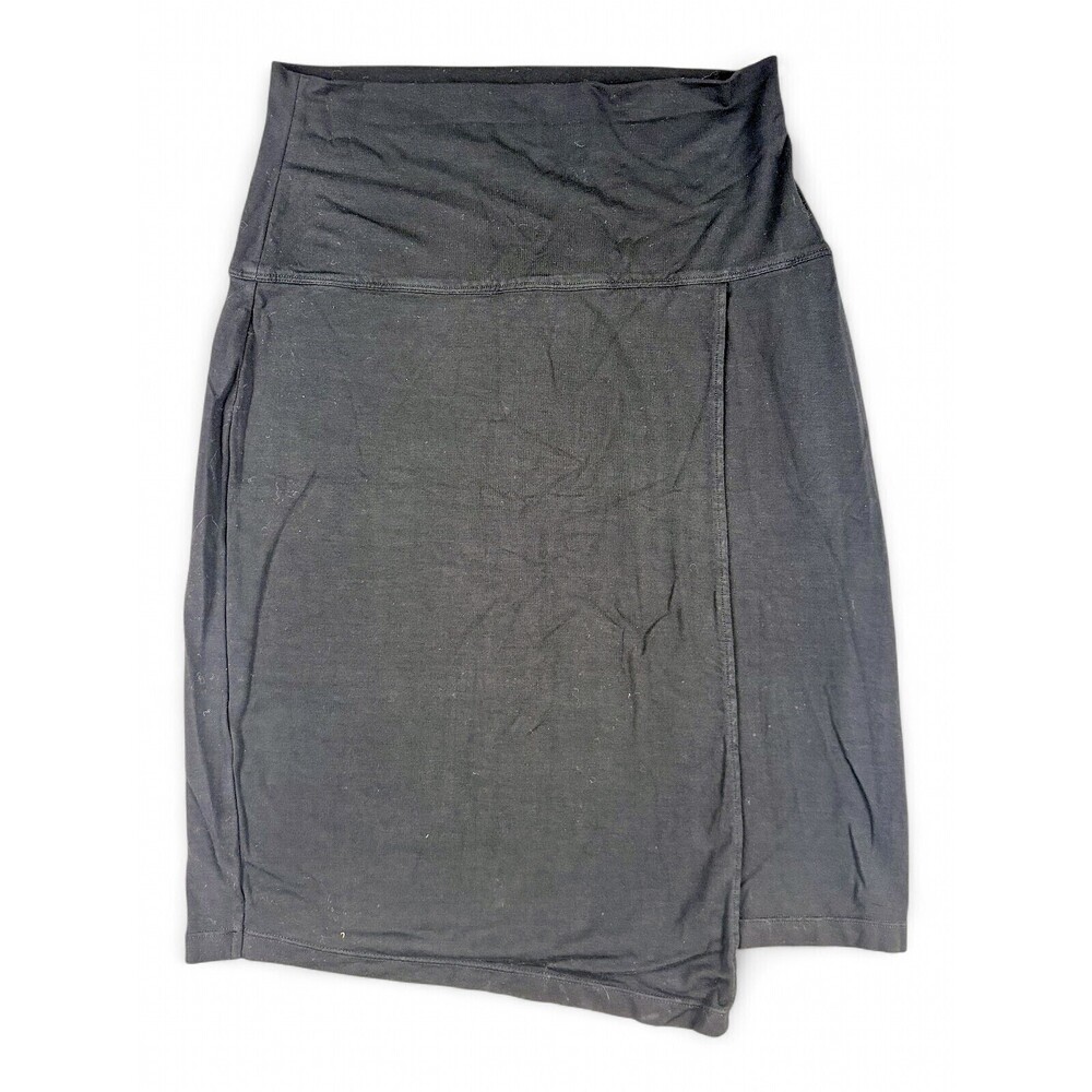 Athleta Black Pencil Skirt S — Fold-Over Waist, Stretch